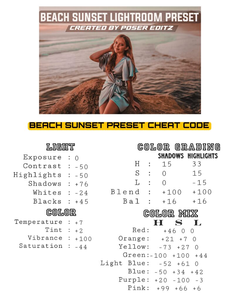 Beach Sunset Preset Cheat Code